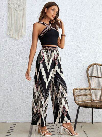 Wide Strap Sleeveless Top and Pants Set - Amexza