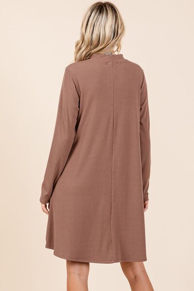 Mittoshop Mock Neck Long Sleeve Dress with Pockets for a perfect OOTD – dress to impress outfits from Amexza