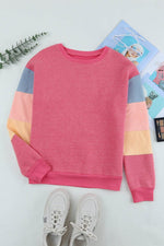 Color Block Round Neck Long Sleeve Sweatshirt for a perfect OOTD – dress to impress outfits from Amexza