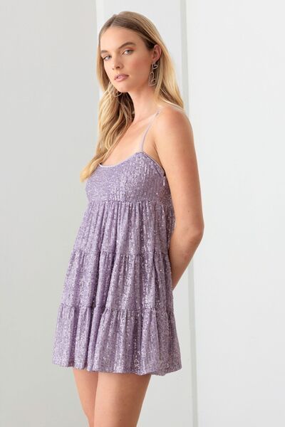 Le Lis Sequin Babydoll Tiered Mini Dress for a perfect OOTD – dress to impress outfits from Amexza