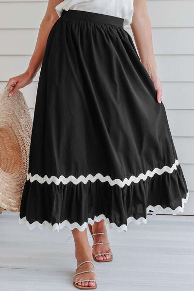 Contrast Trim Elastic Waist Skirt Black for a perfect OOTD – dress to impress outfits from Amexza