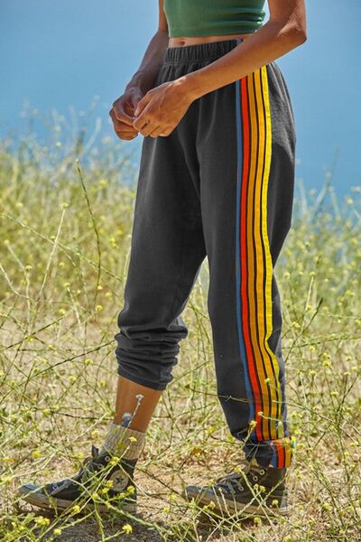 Contrast Striped Elastic Waist Active Pants for a perfect OOTD – dress to impress outfits from Amexza