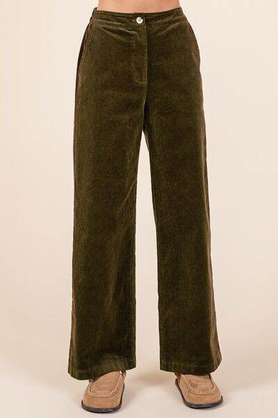 Mittoshop Corduroy Back Elastic Waist Pants - Amexza