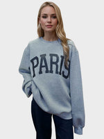 Basic Bae PARIS Round Neck Long Sleeve Air Scuba Sweatshirt Gray for a perfect OOTD – dress to impress outfits from Amexza