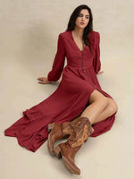 V-Neck Balloon Sleeve Ruffled Hem Maxi Dress for a perfect OOTD – dress to impress outfits from Amexza