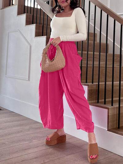 Full Size Wide Leg Pants with Pockets for a perfect OOTD – dress to impress outfits from Amexza