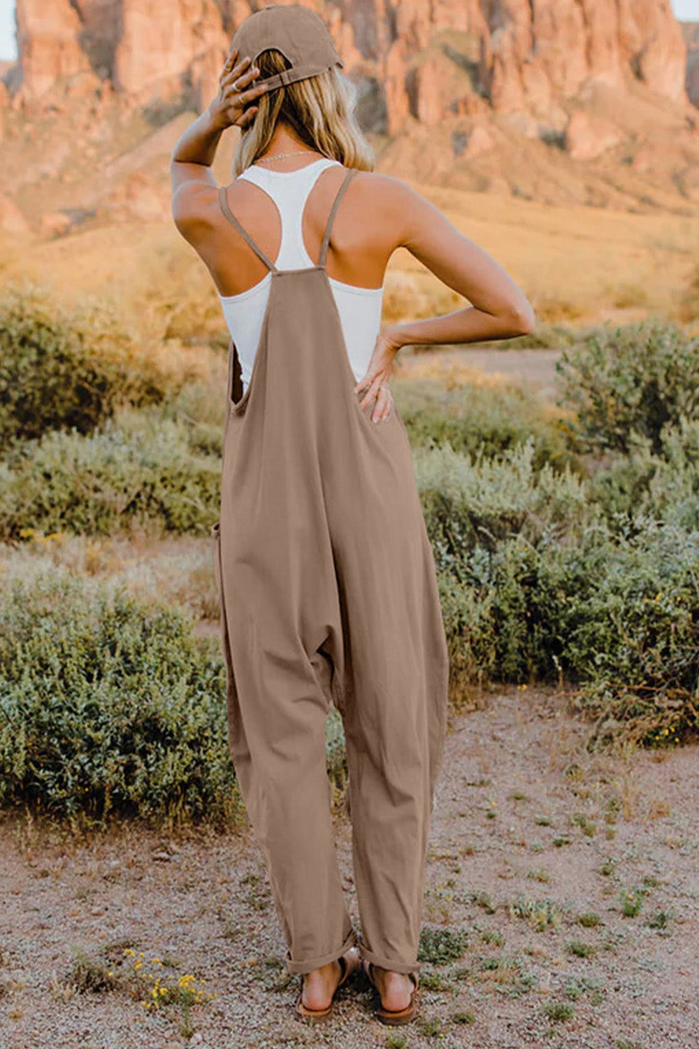 Double Take Full Size V-Neck Sleeveless Jumpsuit with Pockets for a perfect OOTD – dress to impress outfits from Amexza