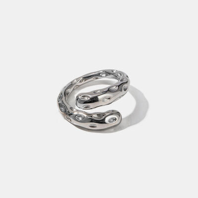 Titanium Steel Gold-Plated Bypass Ring Silver One Size for a perfect OOTD – dress to impress outfits from Amexza