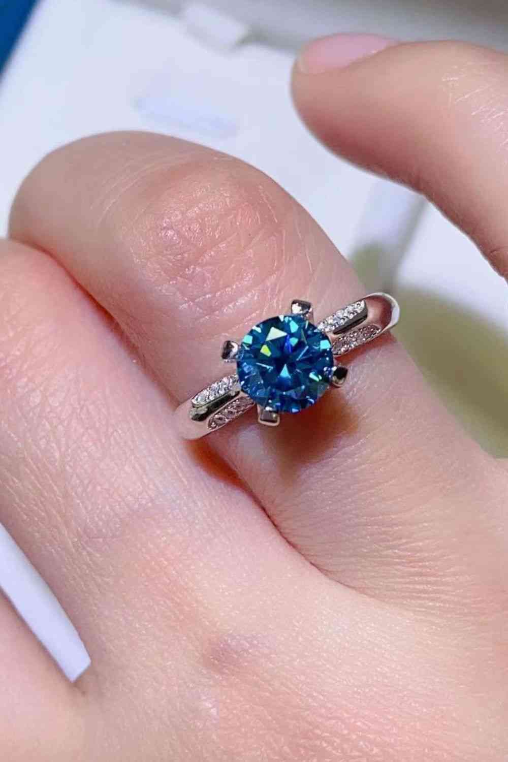 1 Carat Moissanite 4-Prong Ring Sky Blue for a perfect OOTD – dress to impress outfits from Amexza