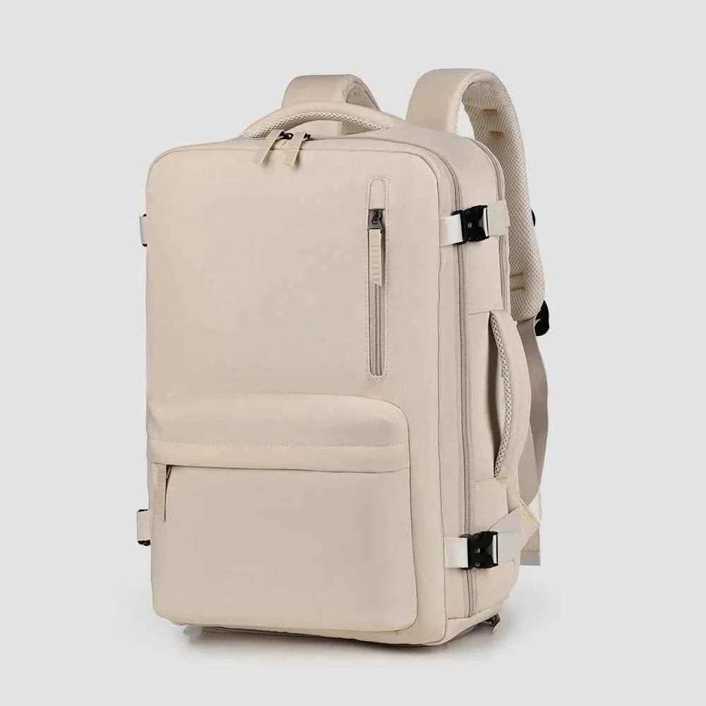 Oxford Cloth Side Pockets Backpack Bag with Handles Beige One Size for a perfect OOTD – dress to impress outfits from Amexza