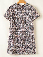 Leopard Round Neck Short Sleeve Mini Dress for a perfect OOTD – dress to impress outfits from Amexza