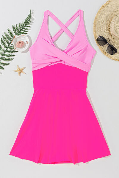 Crisscross V-Neck One-Piece Swimwear for a perfect OOTD – dress to impress outfits from Amexza