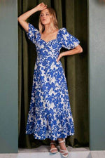 Mittoshop Cutout Back Floral Sweetheart Neck Puff Sleeve Dress for a perfect OOTD – dress to impress outfits from Amexza