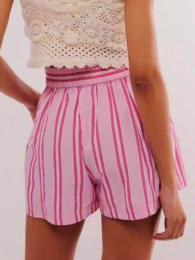 Striped Elastic Waist Shorts for a perfect OOTD – dress to impress outfits from Amexza