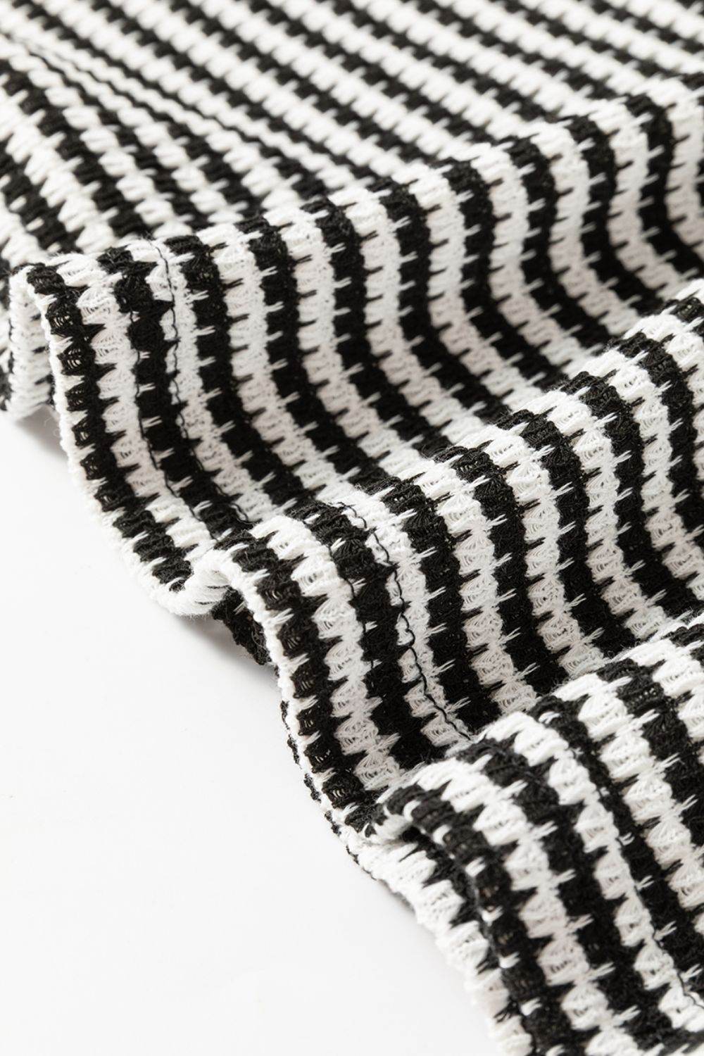 Striped Round Neck Long Sleeve Top - Amexza