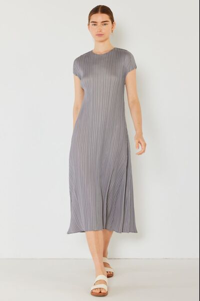 Marina West Swim Pleated Cap Sleeve A-Line Dress Gray for a perfect OOTD – dress to impress outfits from Amexza