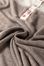 Floral Half Button Long Sleeve T-Shirt - Amexza