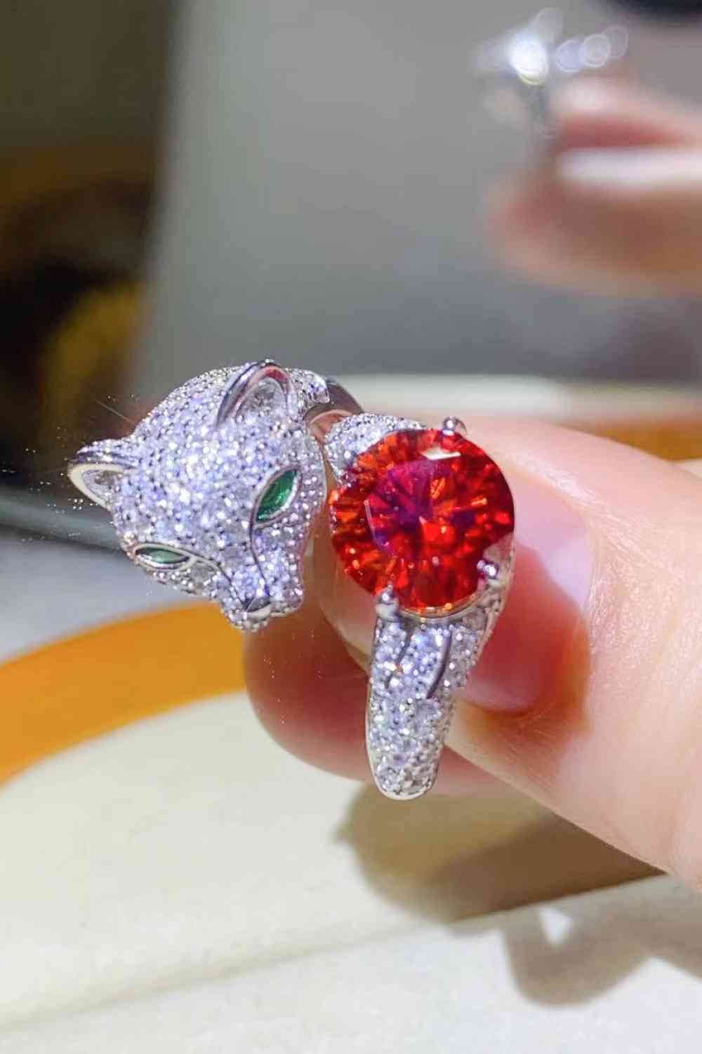 2 Carat Moissanite Adjustable Animal Ring Red One Size for a perfect OOTD – dress to impress outfits from Amexza