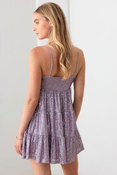 Le Lis Sequin Babydoll Tiered Mini Dress for a perfect OOTD – dress to impress outfits from Amexza