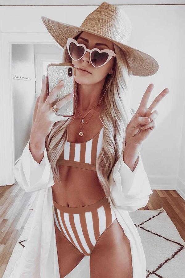 Striped Tank High Waist Bikini for a perfect OOTD – dress to impress outfits from Amexza