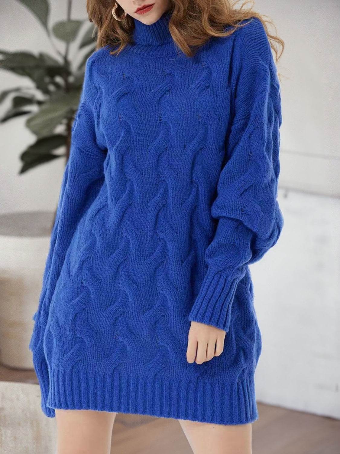 Cable-Knit Turtleneck Sweater Dress for a perfect OOTD – dress to impress outfits from Amexza