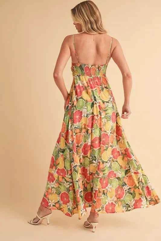 Aemi + Co Fruit Print Square Neck Maxi Cami Dress for a perfect OOTD – dress to impress outfits from Amexza