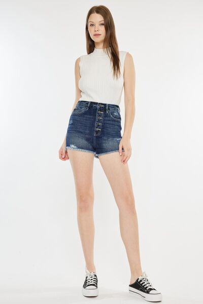 Kancan Raw Hem Button Fly Denim Shorts for a perfect OOTD – dress to impress outfits from Amexza