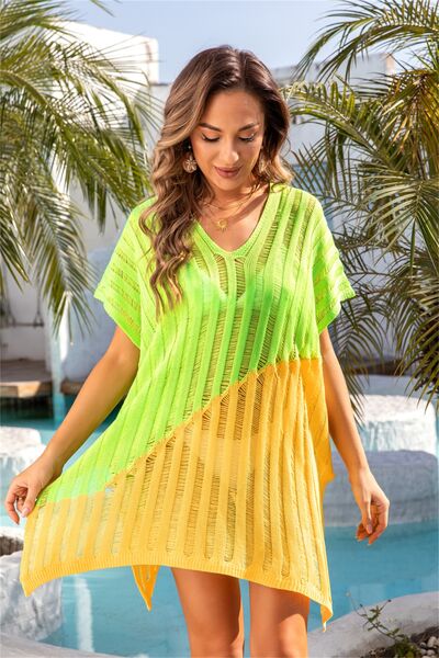 Angel Wings Slit Color Block V-Neck Cover Up for a perfect OOTD – dress to impress outfits from Amexza