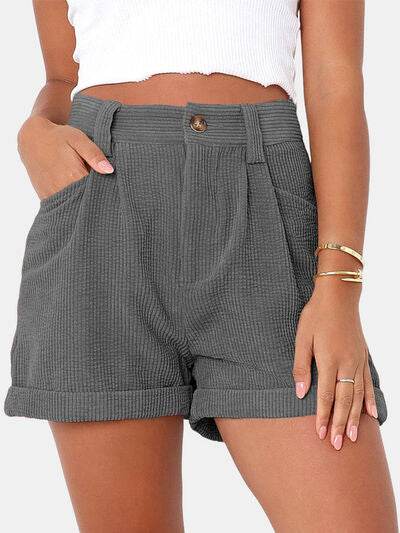 Full Size High Waist Shorts with Pockets Dark Gray for a perfect OOTD – dress to impress outfits from Amexza