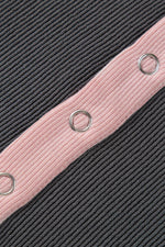 Textured Contrast Stitching Raglan Sleeve Top - Amexza