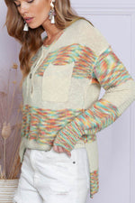 Contrast Half Button Long Sleeve Sweater for a perfect OOTD – dress to impress outfits from Amexza