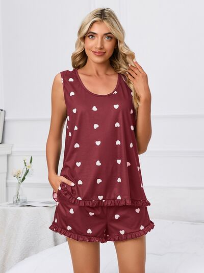 Heart Scoop Neck Tank and Shorts Lounge Set for a perfect OOTD – dress to impress outfits from Amexza