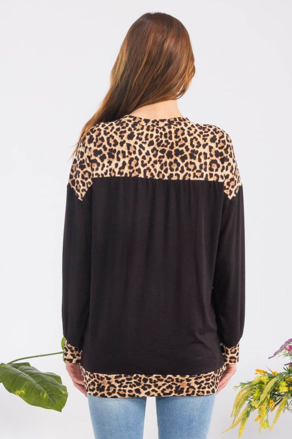 Celeste Full Size Leopard Round Neck Dropped Shoulder T-Shirt for a perfect OOTD – dress to impress outfits from Amexza