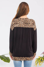 Celeste Full Size Leopard Round Neck Dropped Shoulder T-Shirt - Amexza