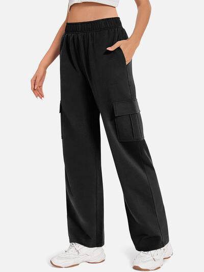 Pocketed High Waist Pants - Amexza