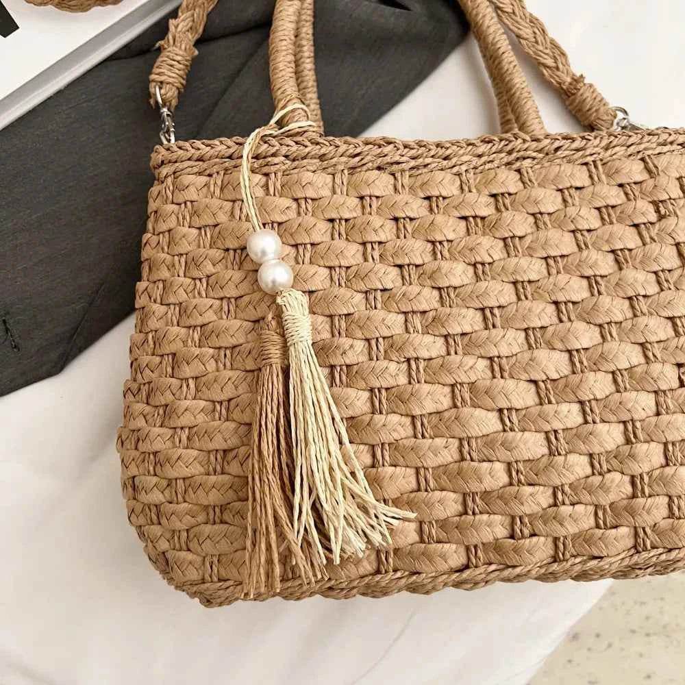 Braided Strap Paper Weave Shoulder Bag for a perfect OOTD – dress to impress outfits from Amexza
