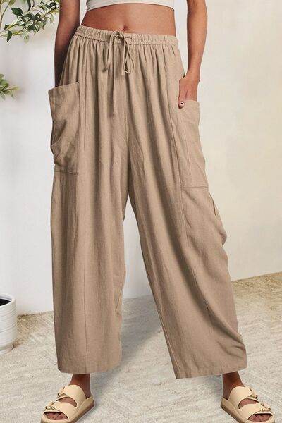 Full Size Pocketed Drawstring Wide Leg Pants for a perfect OOTD – dress to impress outfits from Amexza