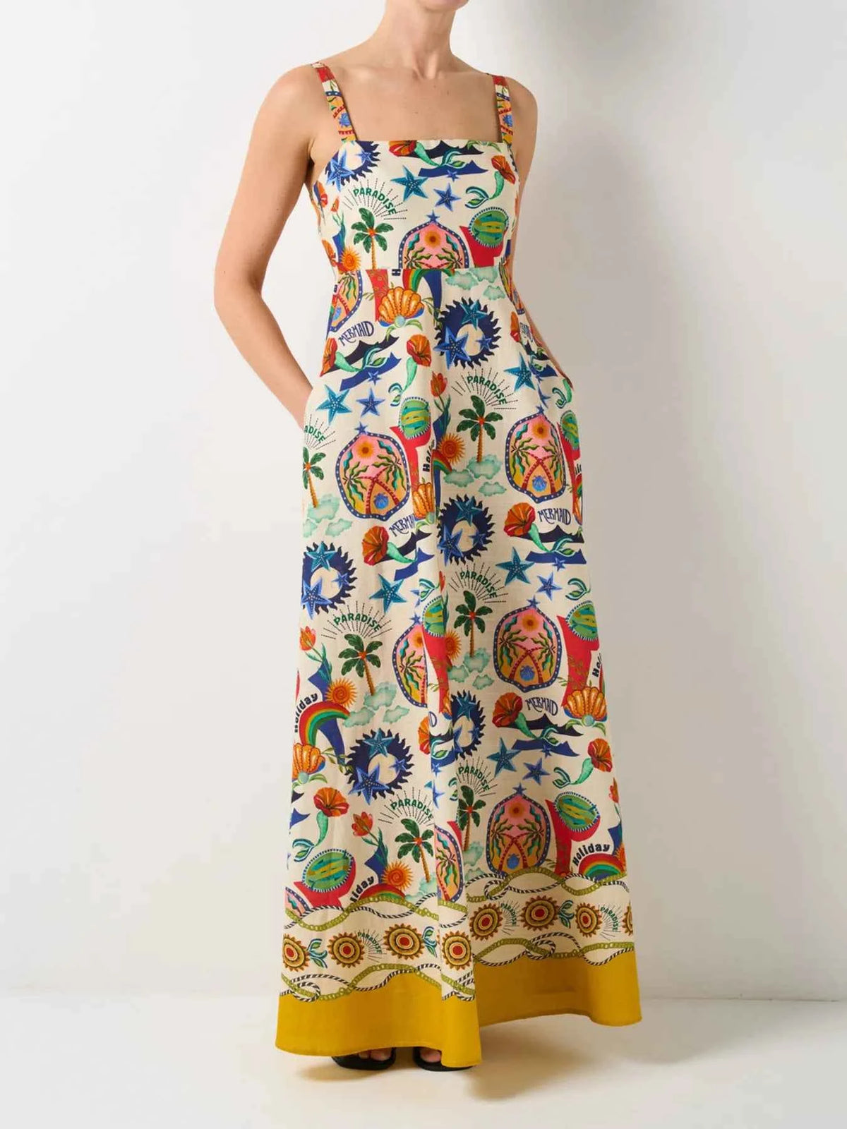 Printed Square Neck Maxi Dress