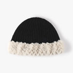 Fuzzy Hem Knit Hat Black One Size for a perfect OOTD – dress to impress outfits from Amexza