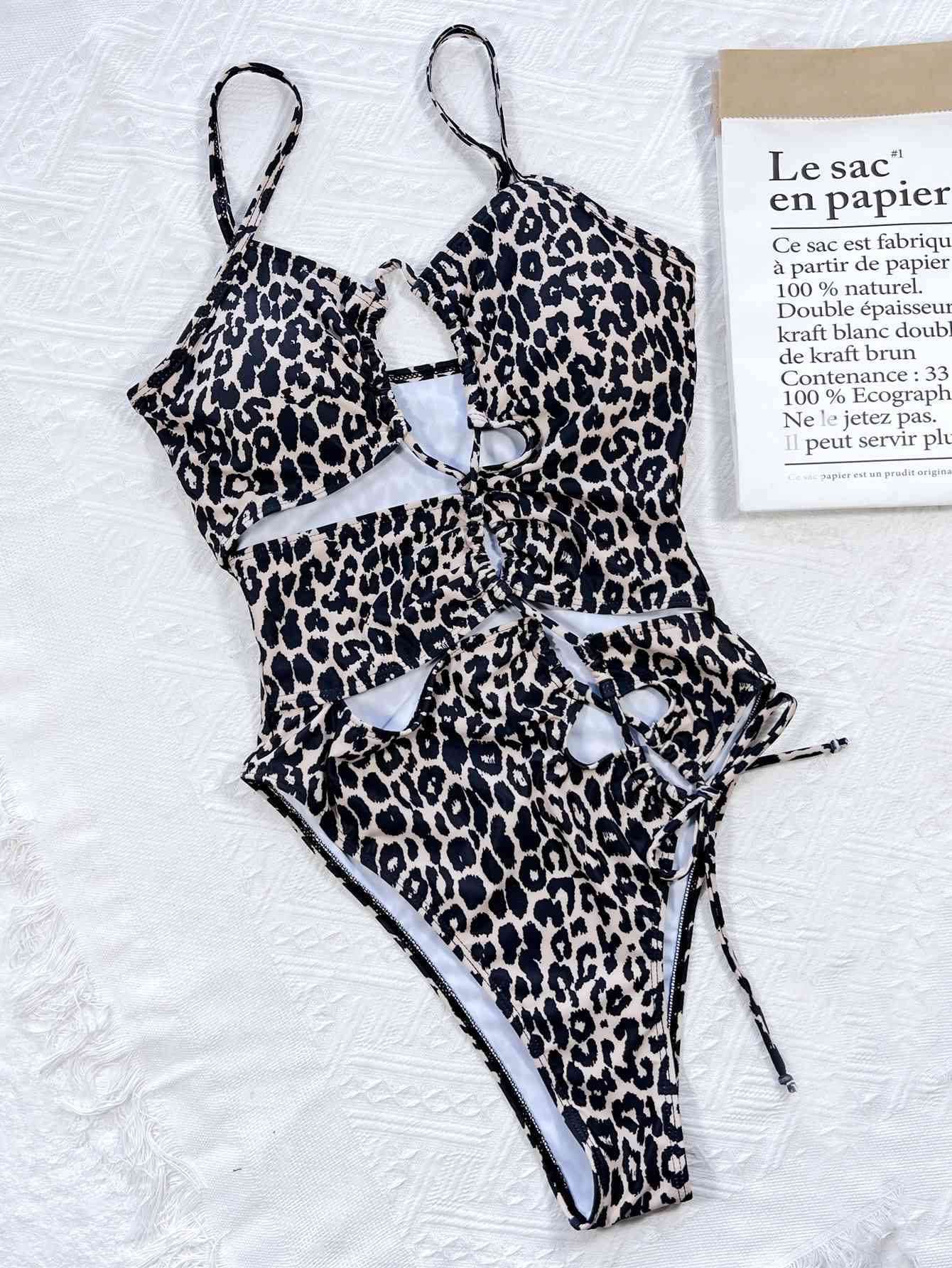 Leopard Cutout Tied One-Piece Swimsuit for a perfect OOTD – dress to impress outfits from Amexza