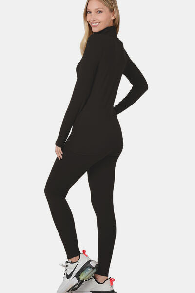 Zenana Full Size Turtleneck Top and Leggings Lounge Set for a perfect OOTD – dress to impress outfits from Amexza