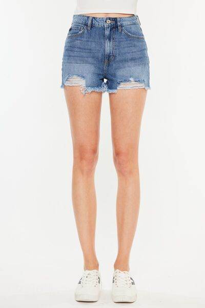 Kancan Distressed Raw Hem High Waist Denim Shorts for a perfect OOTD – dress to impress outfits from Amexza