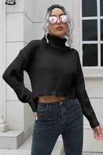 Turtleneck Dropped Shoulder Sweater Black for a perfect OOTD – dress to impress outfits from Amexza