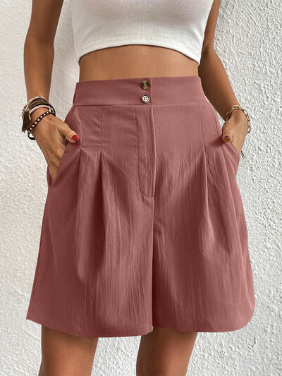 High Waist Shorts with Pockets Dusty Pink for a perfect OOTD – dress to impress outfits from Amexza