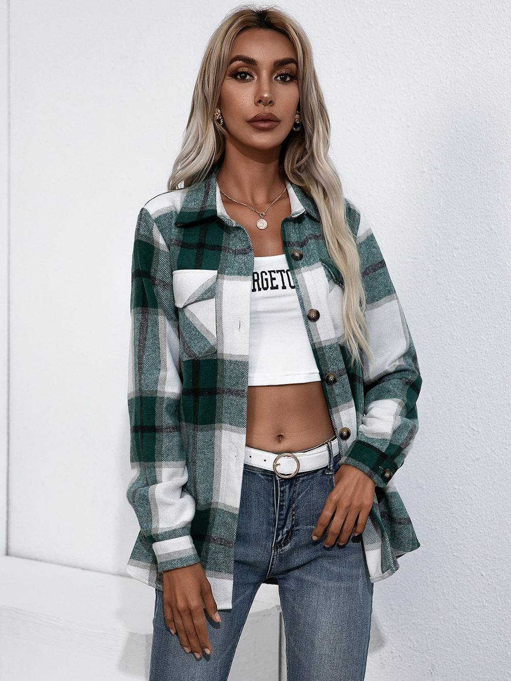 Ivy Lane Plaid Button Up Flannel Shirt - Amexza