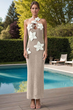 Crochet Flower Halter Neck Knit Dress for a perfect OOTD – dress to impress outfits from Amexza