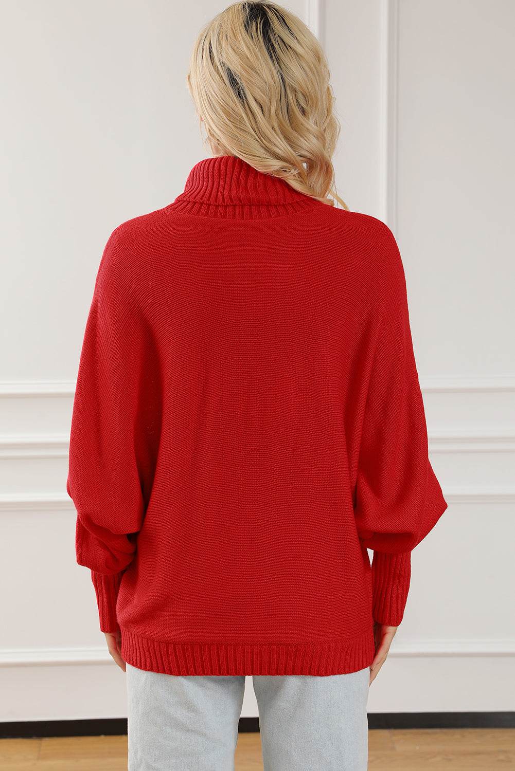 Merry Letter Embroidered High Neck Sweater - Amexza