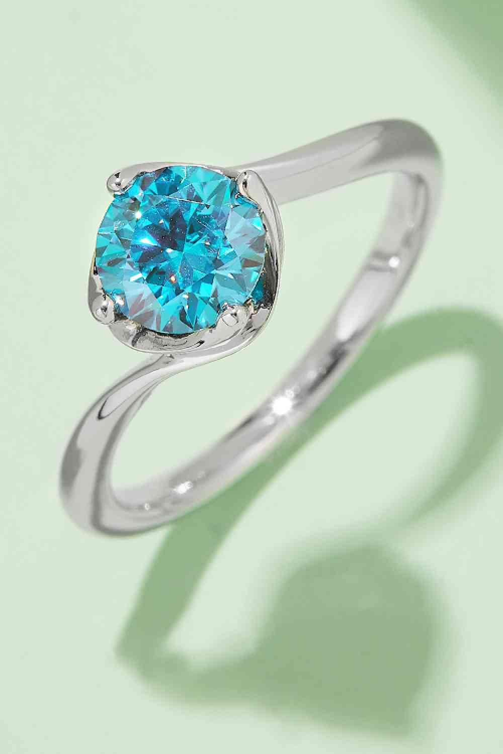 1 Carat Moissanite 925 Sterling Silver Solitaire Ring Sky Blue for a perfect OOTD – dress to impress outfits from Amexza