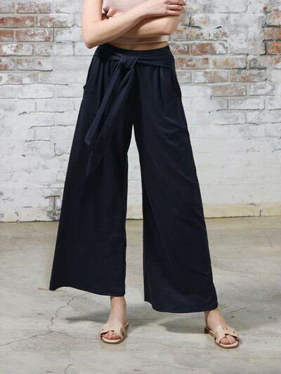 Tied Wide Leg Pants with Pockets for a perfect OOTD – dress to impress outfits from Amexza