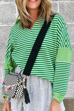 Stripe Johnny Collar Long Sleeve Top Green for a perfect OOTD – dress to impress outfits from Amexza